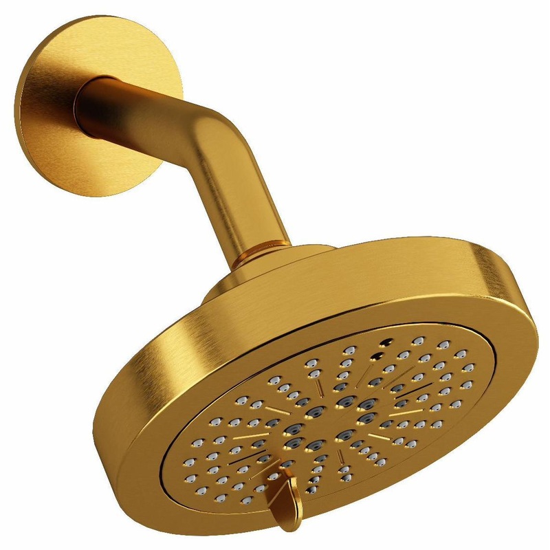6″ 2-Function Round Showerhead with Arm with 1.8 GPM – Brushed Gold 366BG-WS RIOBEL