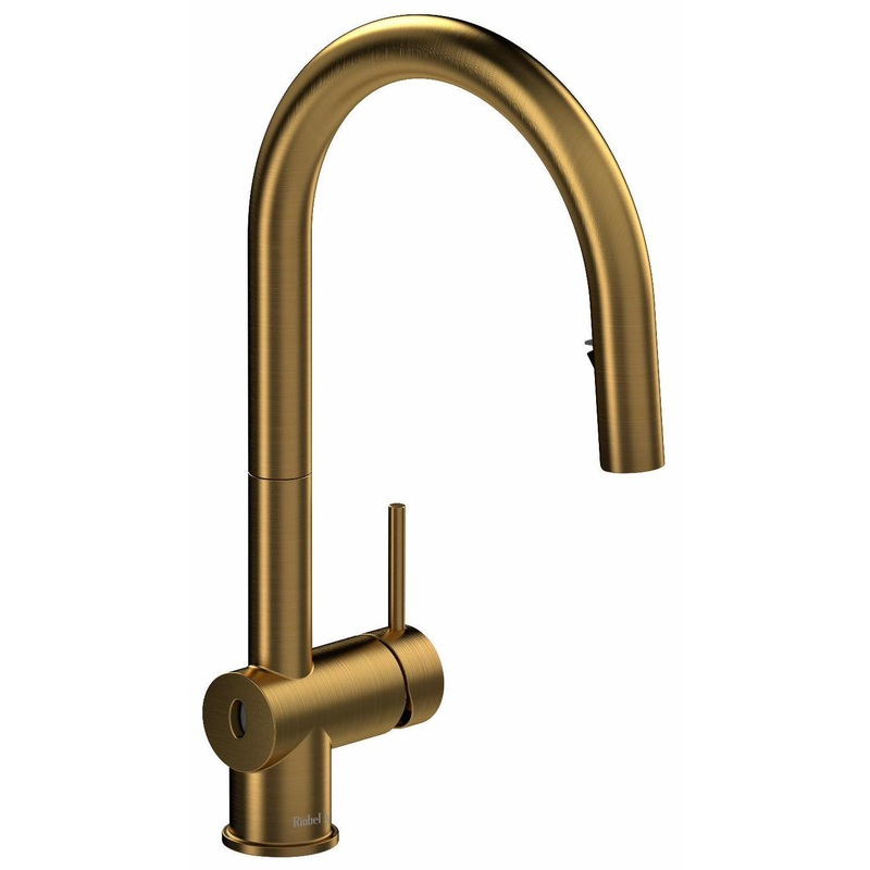Azure Touchless Kitchen Faucet with Pulldown Spray with C-Spout – Brushed Gold AZ211BG RIOBEL
