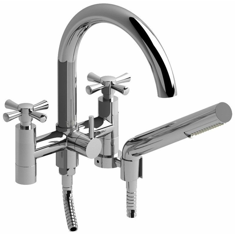 Edge 2-Hole Tub Filler Without Risers with Cross Handles – Chrome ED06+C RIOBEL