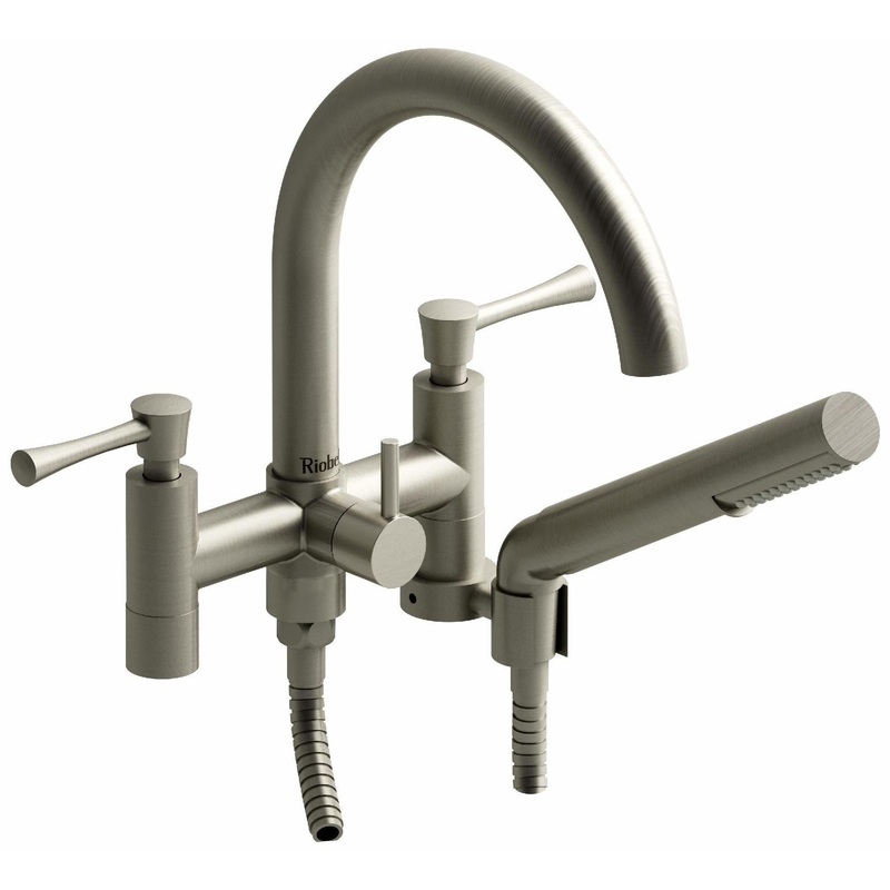 Edge 2-Hole Tub Filler Without Risers with Lever Handles – Brushed Nickel ED06LBN RIOBEL