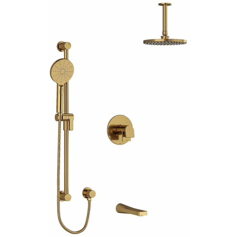 Ode Tub & Shower Faucet Trim with Ceiling Shower Arm – Brushed Gold TKIT1345ODBG-6 RIOBEL