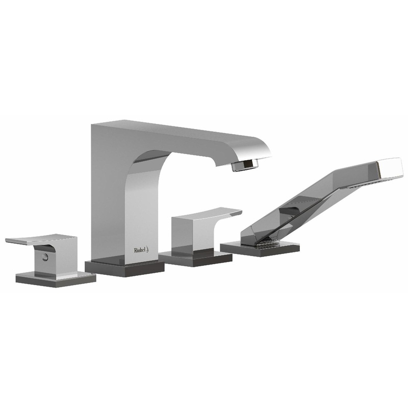 Zendo 4-Hole Deck Mount Tub Filler with Lever Handles – Chrome ZO12C RIOBEL
