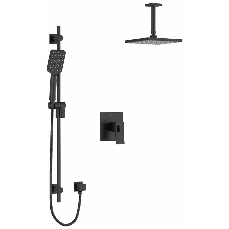 Zendo Shower Faucet Trim with Ceiling Shower Arm – Black TKIT323ZOTQBK-6 RIOBEL