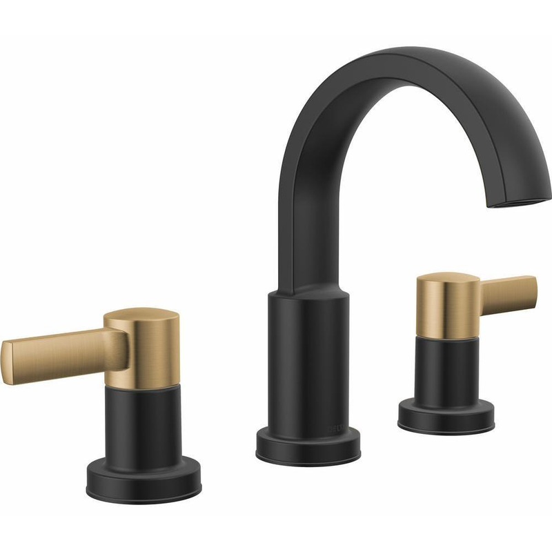 Albion Widespread Bathroom Faucet – Matte Black/Champagne Bronze 35855LF-GZ Delta