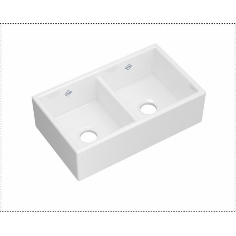 31″ Shaker Double Bowl Apron Front Fireclay Kitchen Sink – White (WH) MS3118WH Shaws