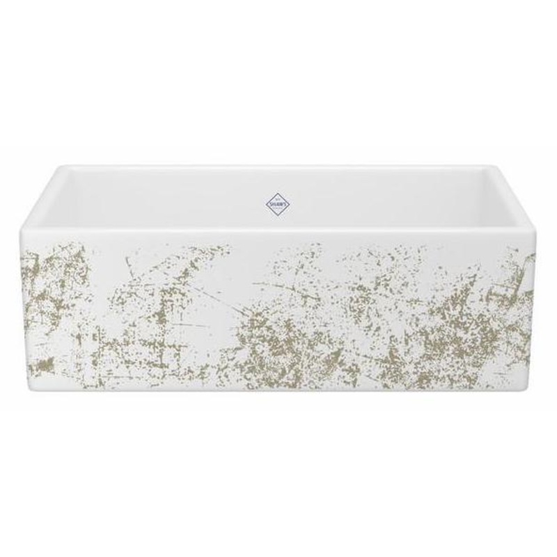 Shaker 33″ Single Bowl Farmhouse Apron Front Fireclay Kitchen Sink With Metallic Design – Metallic Gold MS3318WHMTGO Shaws