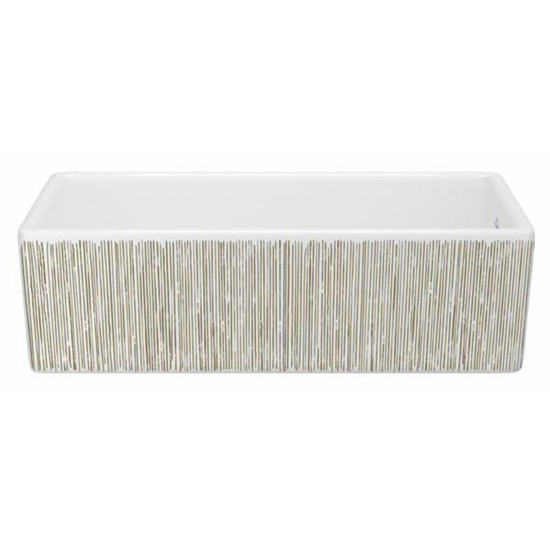 Shaker 36″ Single Bowl Farmhouse Apron Front Fireclay Kitchen Sink With Lines Design – Lines Gold MS3618WHLNGO Shaws