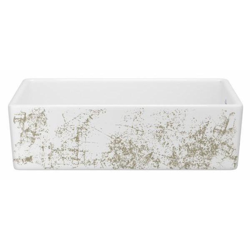 Shaker 36″ Single Bowl Farmhouse Apron Front Fireclay Kitchen Sink With Metallic Design – Metallic Gold MS3618WHMTGO Shaws