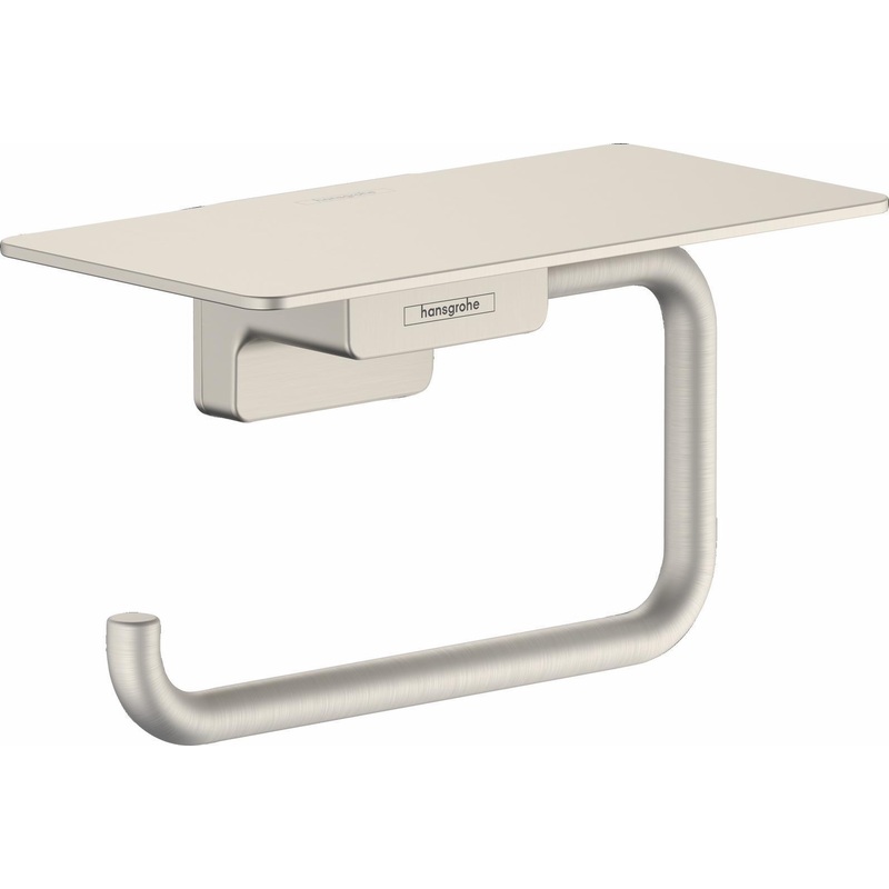 AddStoris Toilet Paper Holder With Shelf – Brushed Nickel 41772820 Hansgrohe