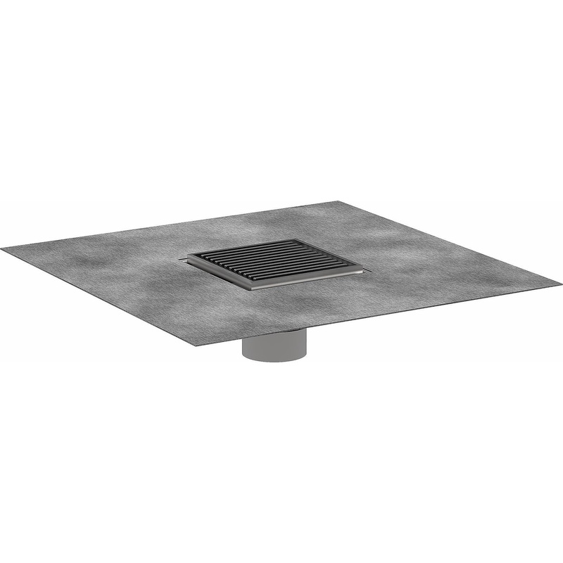 RainDrain Brilliance Boardwalk Set 4″x 4″ trim with height adjustable frame and rough – Brushed Stainless Steel 56132801 Hansgrohe