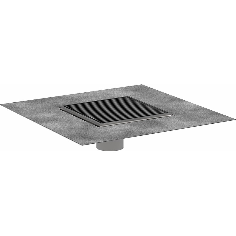 RainDrain Brilliance Boardwalk Set 6″x 6″ trim with height adjustable frame and rough – Brushed Stainless Steel 56136801 Hansgrohe