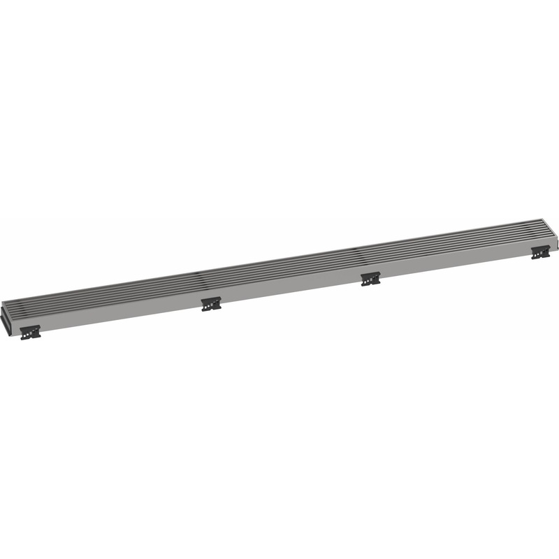 RainDrain Match Trim Boardwalk for 35 1/4″ Rough with Height Adjustable Frame – Brushed Stainless Steel 56121801 Hansgrohe