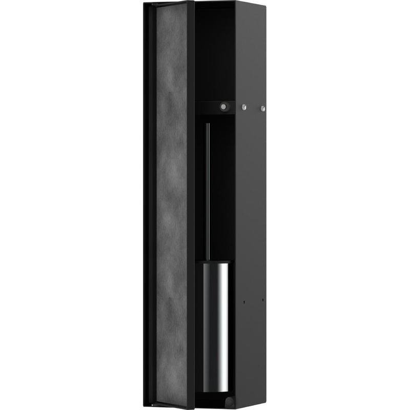 XtraStoris Rock Recessed Toilet Brush Holder with Shelf & Tileable Door – Matte Black 56060670 Hansgrohe