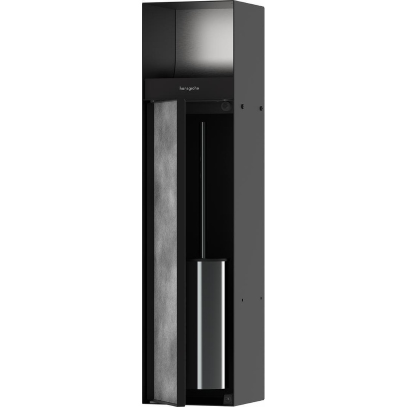 XtraStoris Rock Recessed Toilet Brush Holder with Toilet Paper Holder & Tileable Door – Matte Black 56062670 Hansgrohe