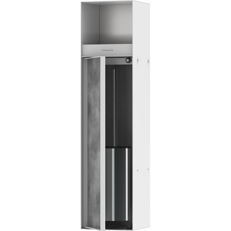 XtraStoris Rock Recessed Toilet Brush Holder with Toilet Paper Holder & Tileable Door – Matte White 56062700 Hansgrohe