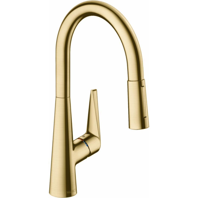Talis S Kitchen Faucet with Pulldown Spray – Brushed Gold Optic 72813251 Hansgrohe