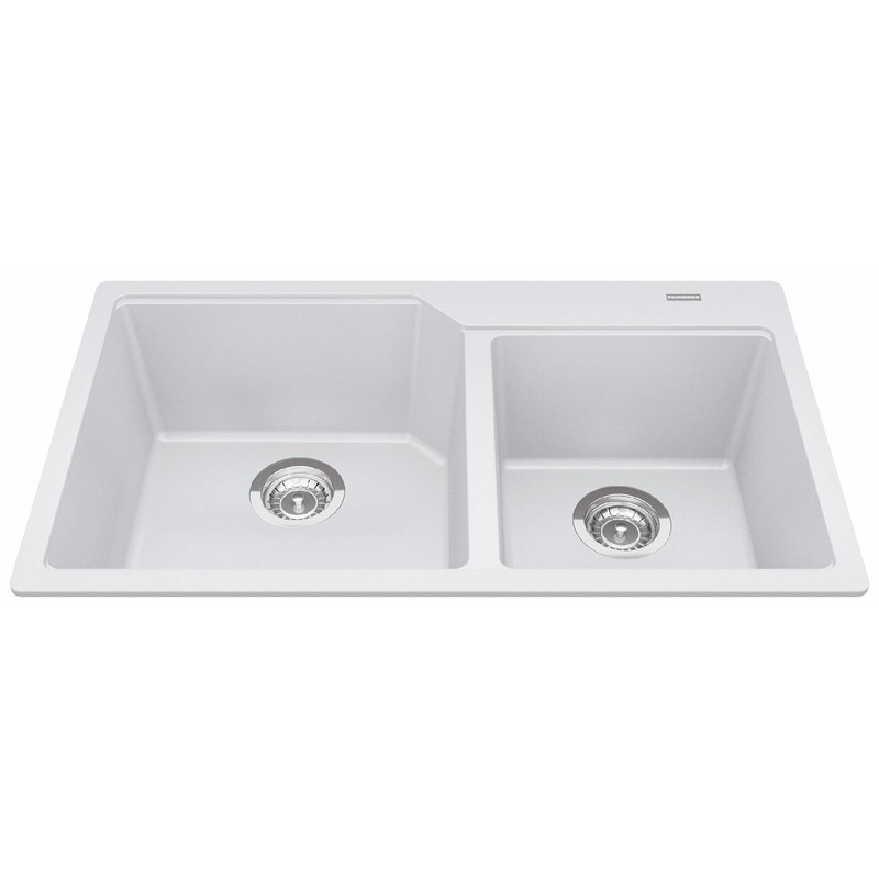 Urban 33-7/8″ Granite 1.5 Bowl Drop-In Kitchen Sink – Polar white MGCM2034-9PWT Kindred