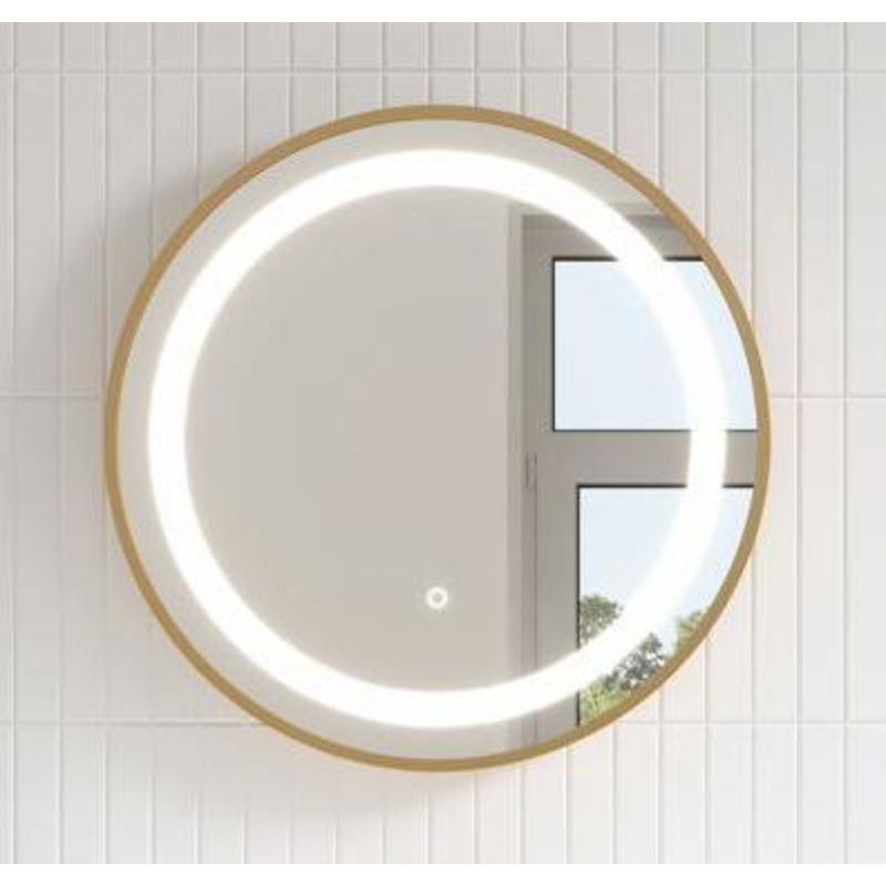 Effect Illuminated 24″ Round Mirror with Touch Switch – Brushed Gold MR1781-570-180 Kalia