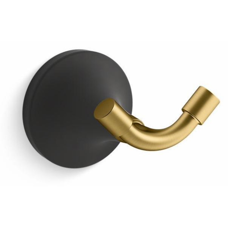 Tone Robe Hook – Matte Black with Moderne Brass 27427-BMB Kohler