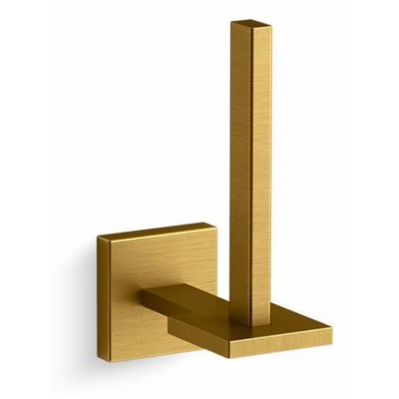 SQUARE VERTICAL TOILET TISSUE HOLDER – Vibrant Brushed Moderne Brass 23289-2MB Kohler