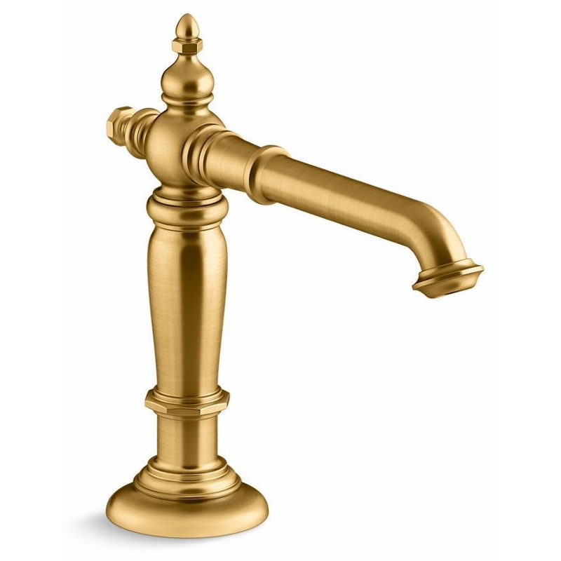 Artifacts Widespread Bathroom Faucet Spout Column Design 1.2 GPM (Less Handles) – Vibrant Brushed Moderne Brass 72760-2MB Kohler