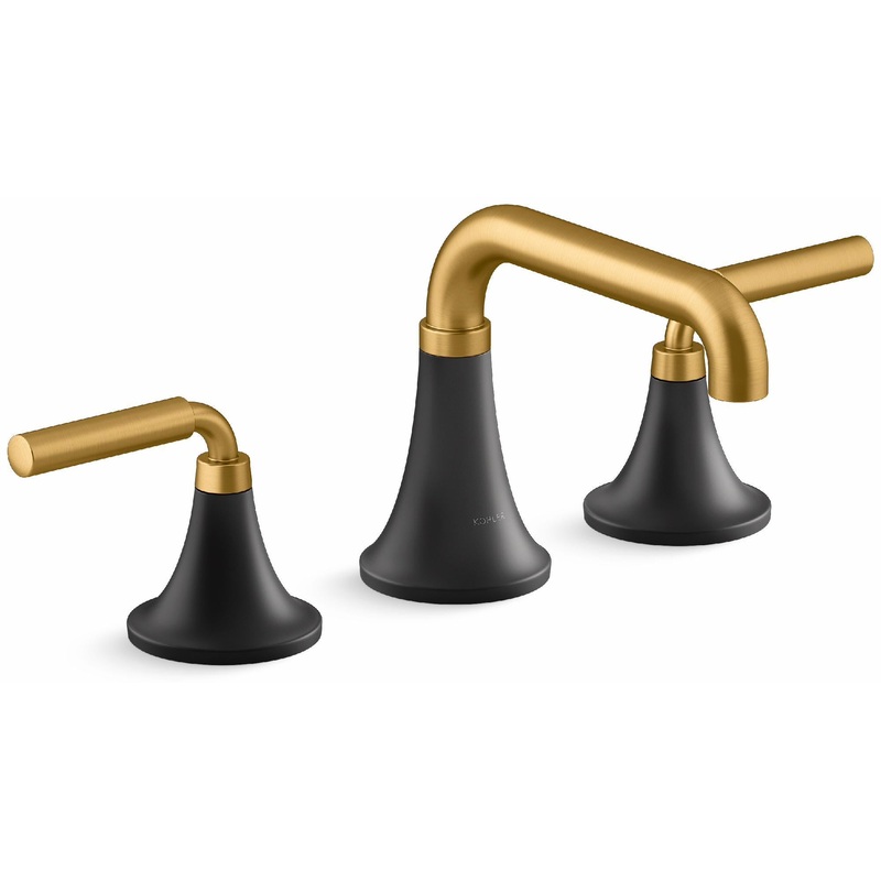 Tone Widespread Bathroom Faucet 0.5 GPM – Matte Black With Moderne Brass 27416-4N-BMB Kohler