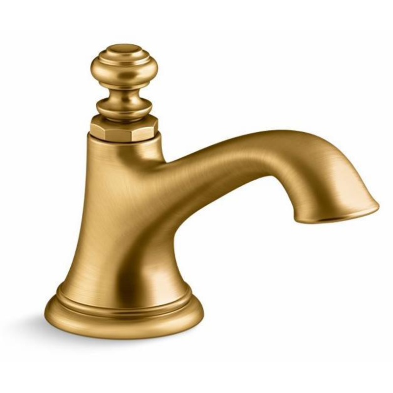 Artifacts Widespread Bathroom Faucet Spout Bell Design 1.2 GPM (Less Handles) – Vibrant Brushed Moderne Brass 72759-2MB Kohler