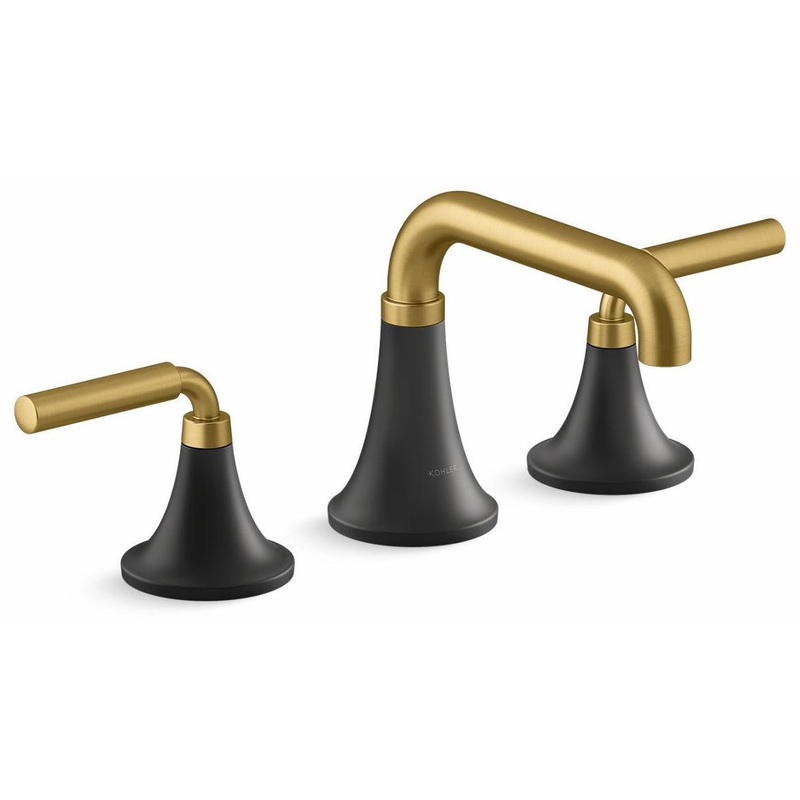 Tone Widespread Bathroom Faucet 1.2 GPM – Matte Black With Moderne Brass 27416-4-BMB Kohler