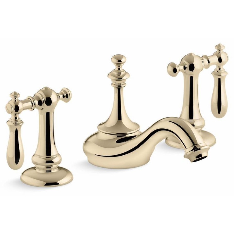 Artifacts Widespread Bathroom Faucet Spout Tea Design 1.2 GPM (Less Handles) – Vibrant French Gold 72758-AF Kohler