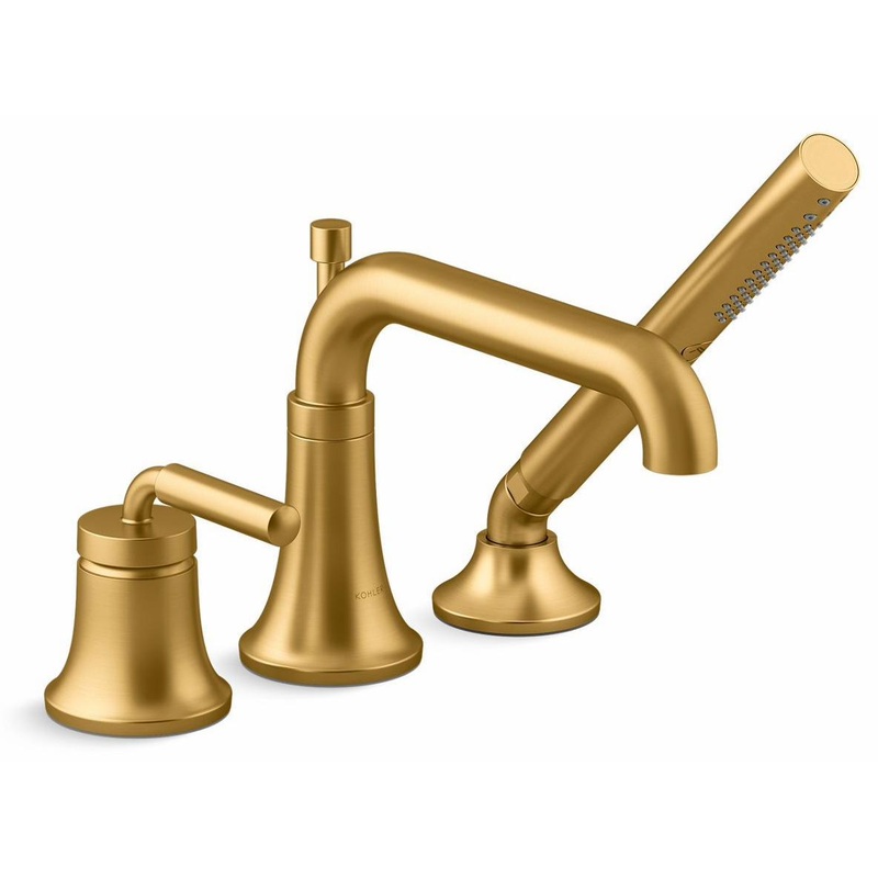Tone Deck Mount Tub Faucet With Hand Shower – Vibrant Brushed Moderne Brass 26441-4-2MB Kohler