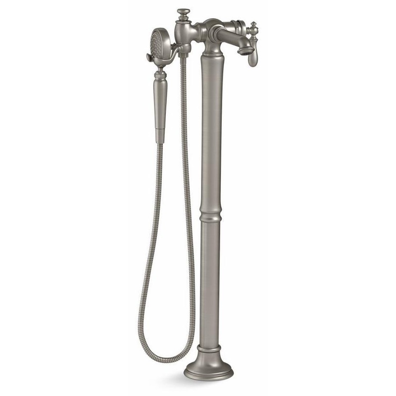 Artifacts Floor Mount Tub Filler Trim With Hand Shower – Vibrant Brushed Nickel T72790-9M-BN Kohler