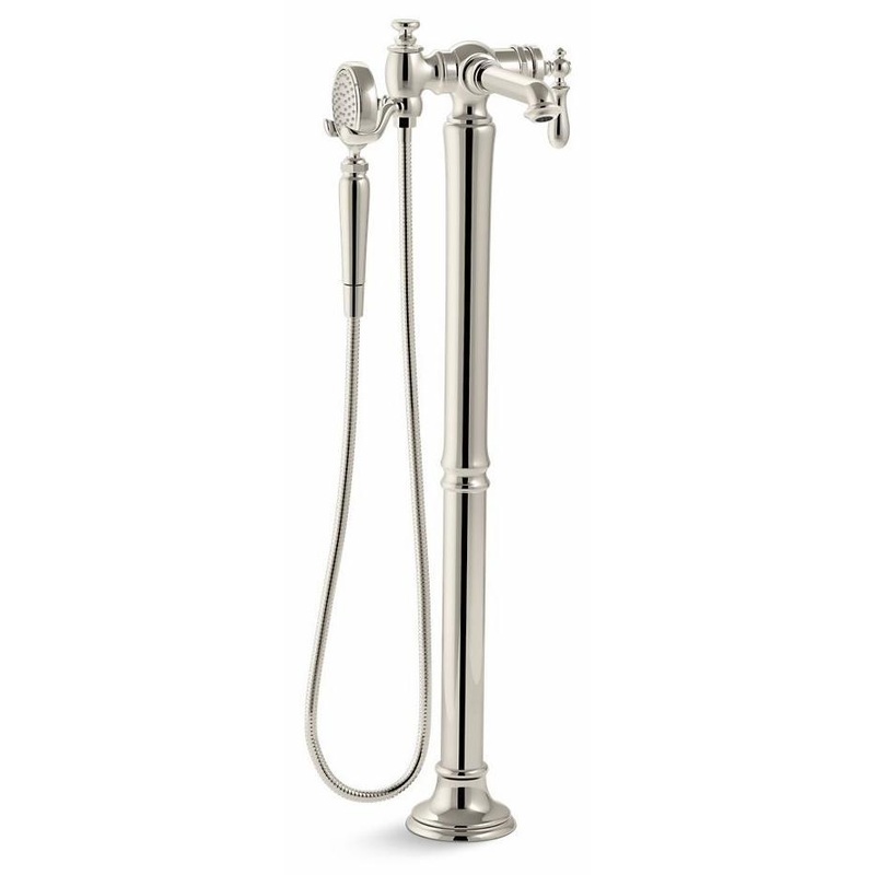 Artifacts Floor Mount Tub Filler Trim With Hand Shower – Vibrant Polished Nickel T72790-9M-SN Kohler