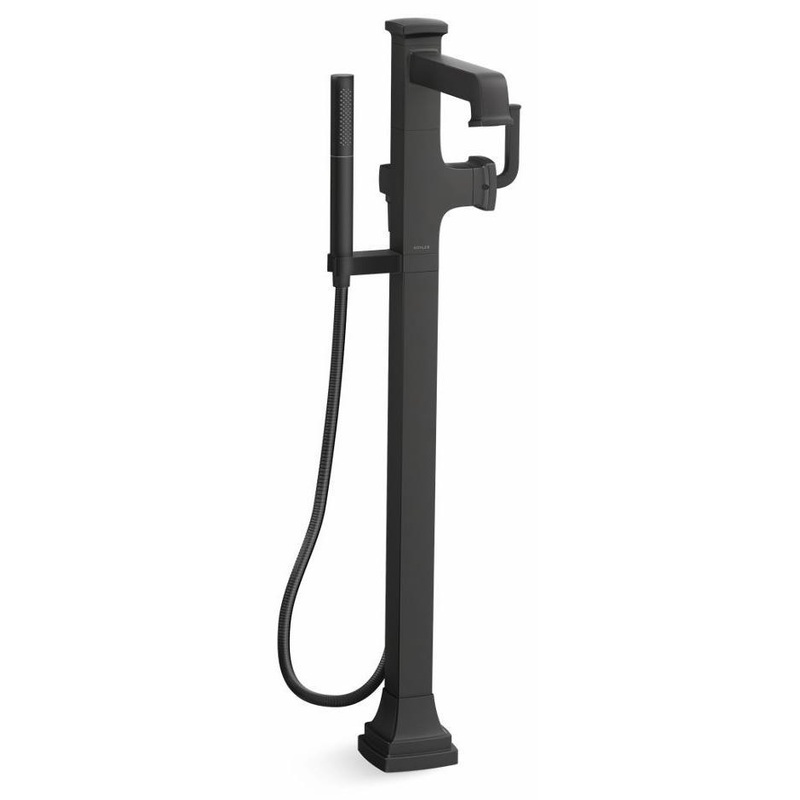 Riff Floor Mount Tub Filler Trim With Hand Shower – Matte Black T27408-4-BL Kohler