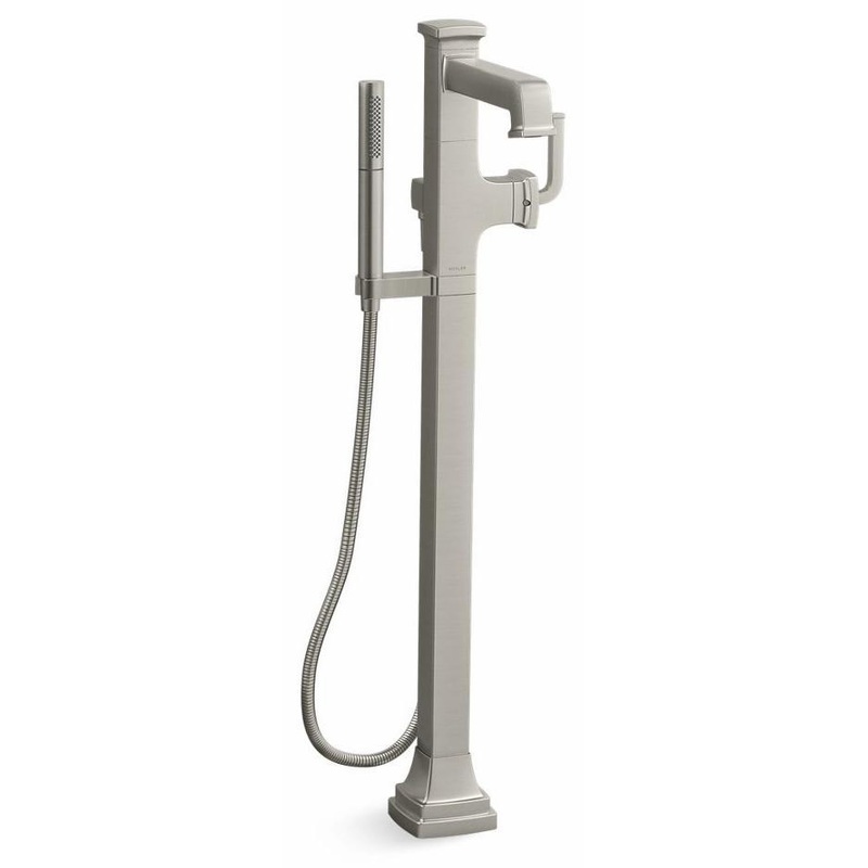 Riff Floor Mount Tub Filler Trim With Hand Shower – Vibrant Brushed Nickel T27408-4-BN Kohler