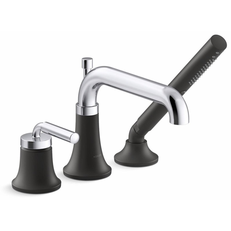 Tone Deck Mount Tub Faucet With Hand Shower – Polished Chrome With Matte Black 26441-4-CBL Kohler