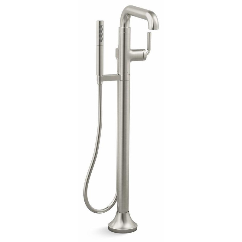 Tone Floor Mount Tub Filler with Hand Shower – Vibrant Brushed Nickel T27424-4-BN Kohler