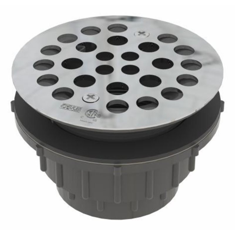 2-Piece FRZERO FR PVC Shower Drain x Hub for Molded Shower Bases – Stainless Steel SD250-SS +osb