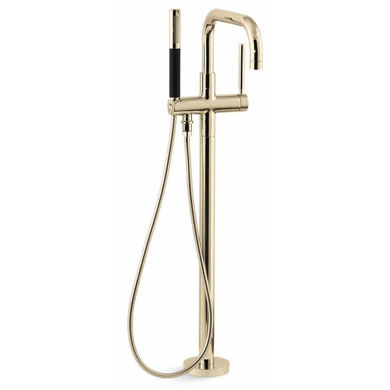 Purist Floor Mount Tub Filler Trim With Hand Shower – Vibrant French Gold T97328-4-AF Kohler