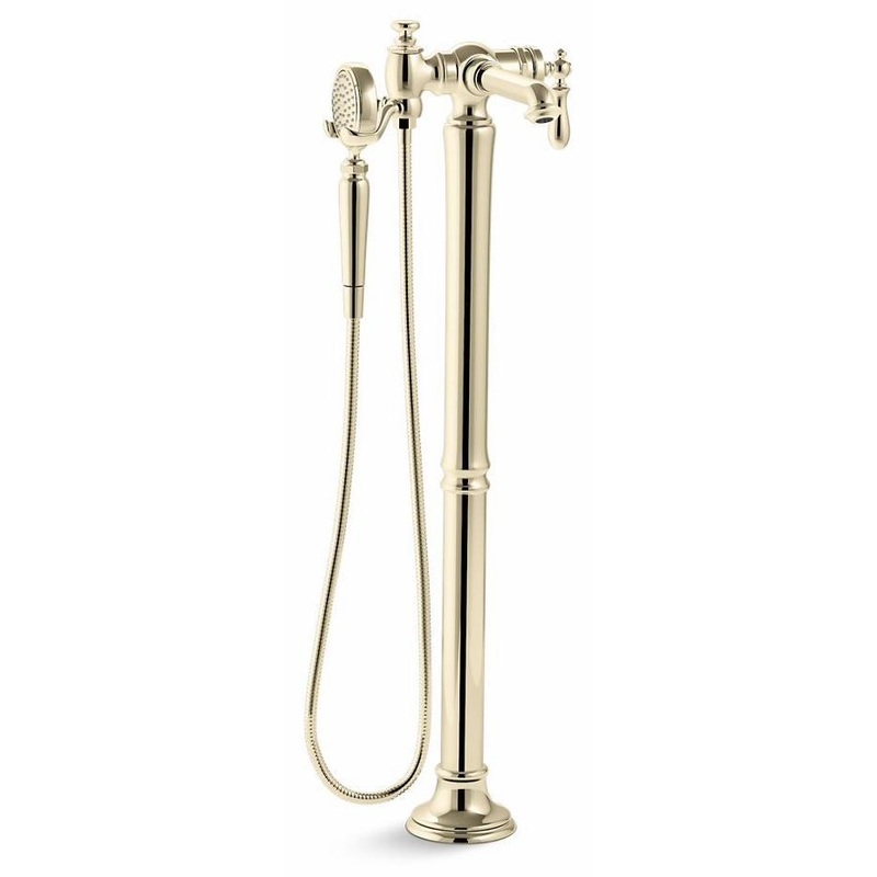 Artifacts Floor Mount Tub Filler Trim With Hand Shower – Vibrant French Gold T72790-9M-AF Kohler
