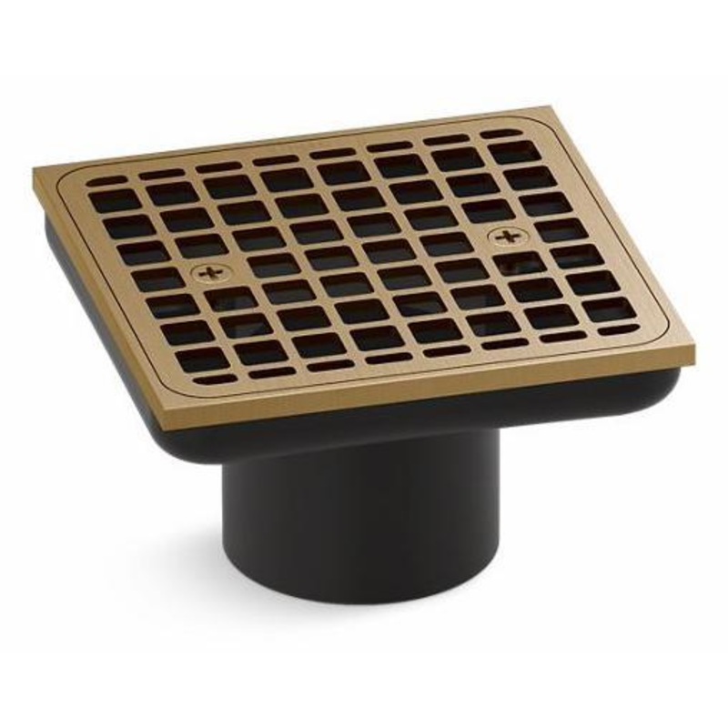 Clearflo Square Brass Tile-In Shower Drain Less Drain Body – Vibrant Brushed Moderne Brass 22665-2MB Kohler