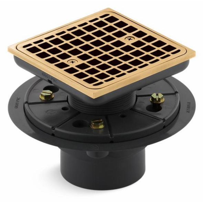 Clearflo Square Tile-In Shower Drain – Vibrant Brushed Moderne Brass 9136-2MB Kohler