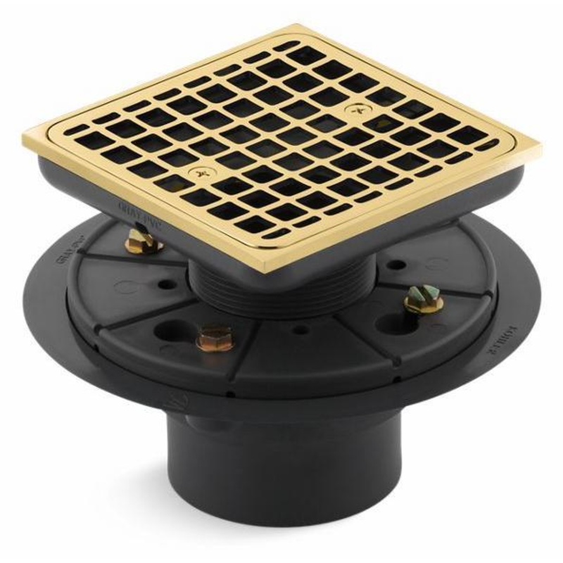 Clearflo Square Tile-In Shower Drain – Vibrant Polished Brass 9136-PB Kohler