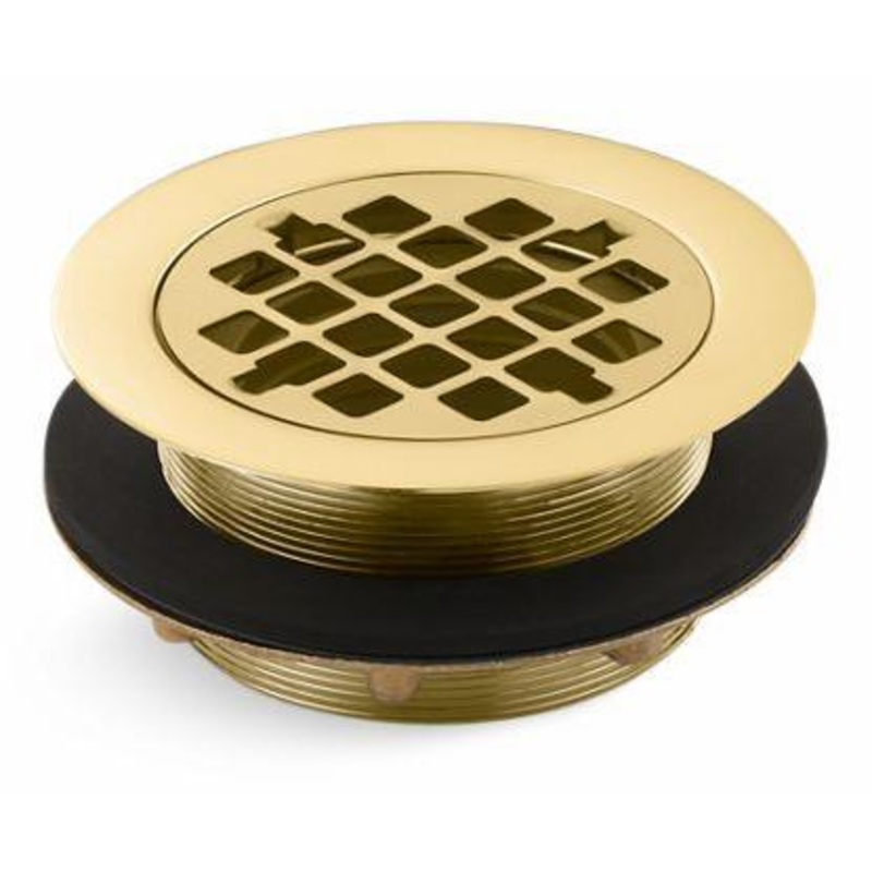 Round Shower Drain with Gasket – Vibrant Polished Brass 9132-PB Kohler