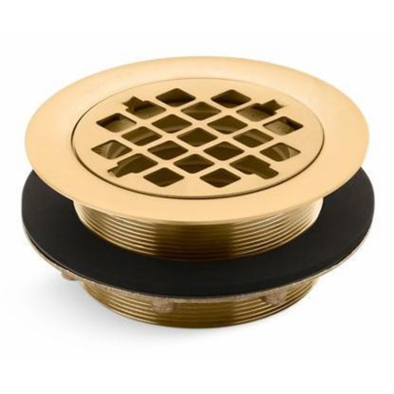 Round Shower Drain with Gasket – Vibrant Brushed Moderne Brass 9132-2MB Kohler