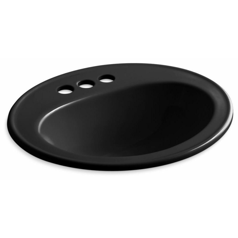 Pennington Centerset Drop-In Bathroom Sink – Black Black 2196-4-7 Kohler