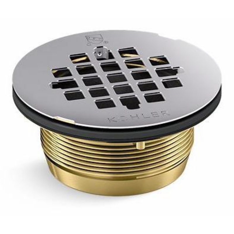 Round Brass Drain for Shower Base – Polished Stainless 22675-S Kohler