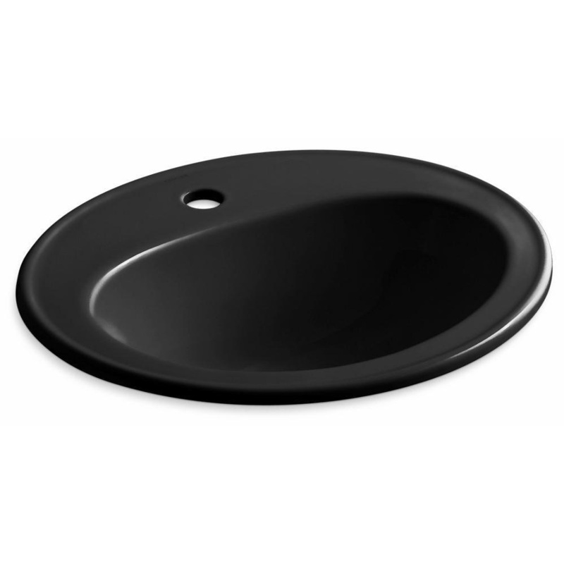 Pennington Single Hole Drop-In Bathroom Sink – Black Black 2196-1-7 Kohler