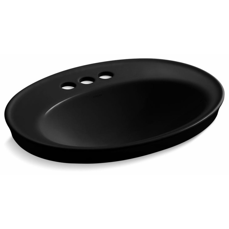 Serif Centerset Drop-In Bathroom Sink – Black Black 2075-4-7 Kohler