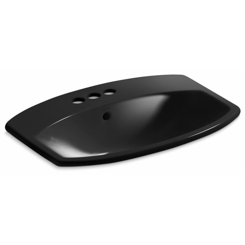 Cimarron Rectangle Drop-In Bathroom Sink – Black Black 2351-4-7 Kohler