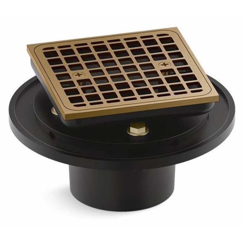 Clearflo Square Brass Tile-In Shower Drain – Vibrant Brushed Moderne Brass 22673-2MB Kohler